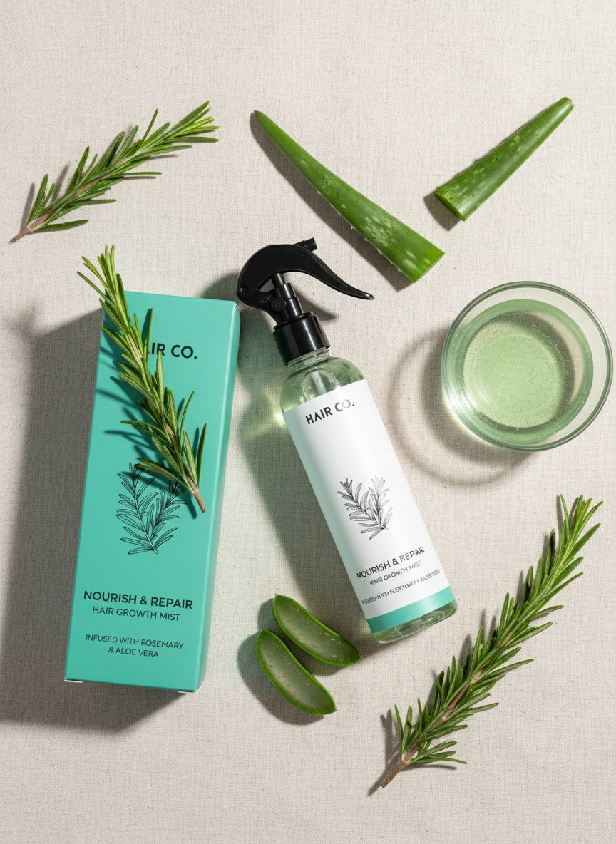 Hair Co. Rosemary Aloe Hair Growth Mist – Natural scalp nourishing spray with rosemary and aloe vera